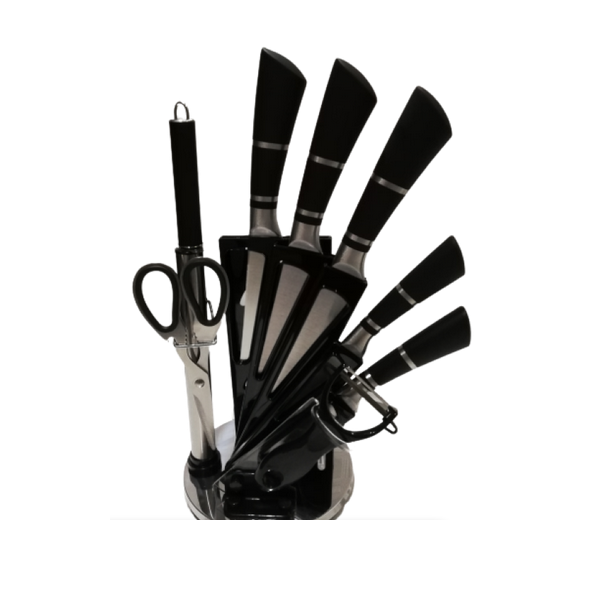 9 Piece Knife Set - Stainless Steel on Acrylic Stand