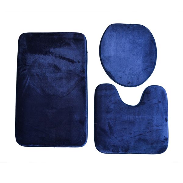 Cape Art Memory Foam 3 Piece Bath Mat Set - Navy