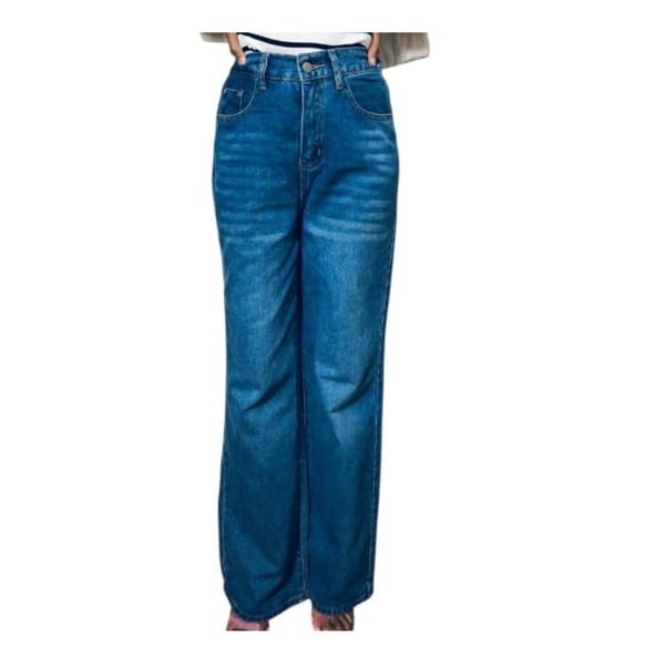 Women's Stretch Boyfriend Jeans - Relaxed Fit Blue Denim