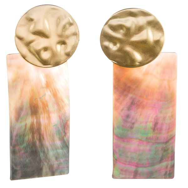 Earrings to Look Posh - Gold &amp; Dark Shell Discs &amp; Rectangles