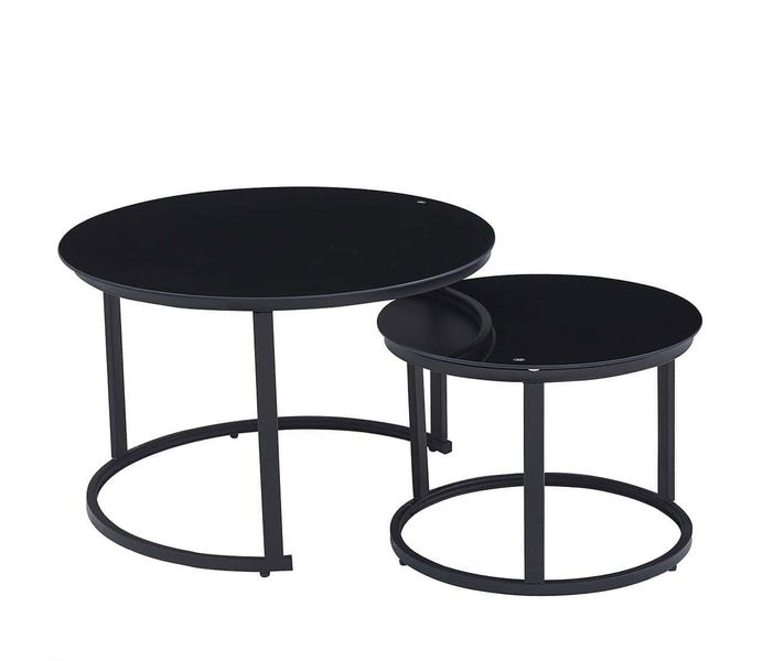 Glass Round Nesting Coffee Table - Black
