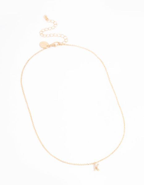 Lovisa Gold Plated Cubic Zirconia Letter K Necklace