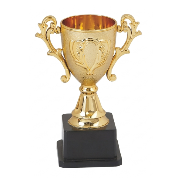 Ornate Gold Cup Trophy with Black Pedestal 19cm