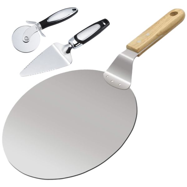 Pizza Paddle with Pizza Wheel Cutter and Pie Server Gourmet Pizza Tool Kit