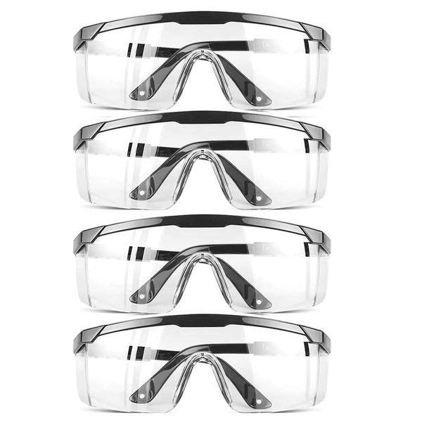 4 Pack Clear Anti-Fog Safety Goggles - Wide Vision