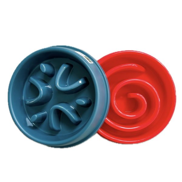 2 Pack Slow Feeder Dog/Cat Bowls - Red and Blue