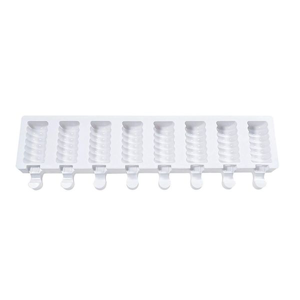 8 Cavity Tango Pattern Non-Stick Silicone Ice Cream Mould - White