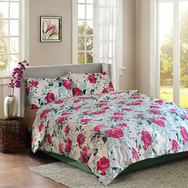 Loriene Home's Blossom Printed Patterned Polyester Duvet Cover Set