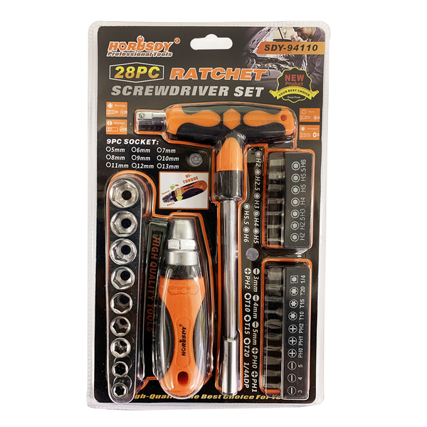 Quality Screwdriver Set Ratchet &amp; Socket 28Piece