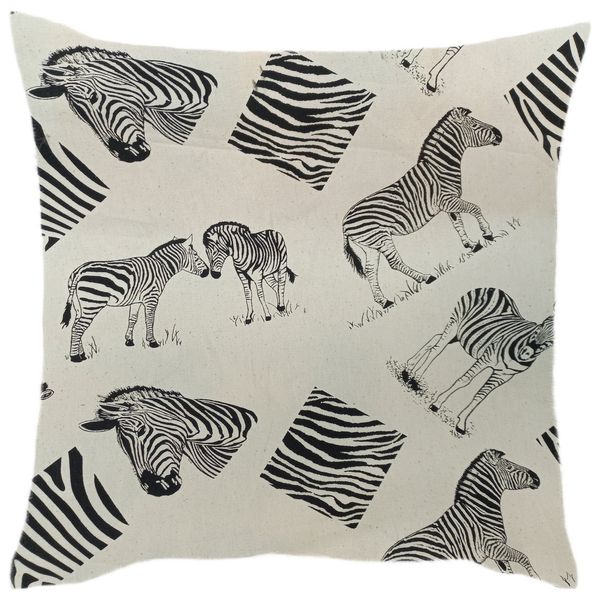 Light Beige Pillow/Scatter Cushion With Zebras - Inner Included