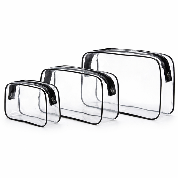 3-Piece Cosmetic Bag Set - Black