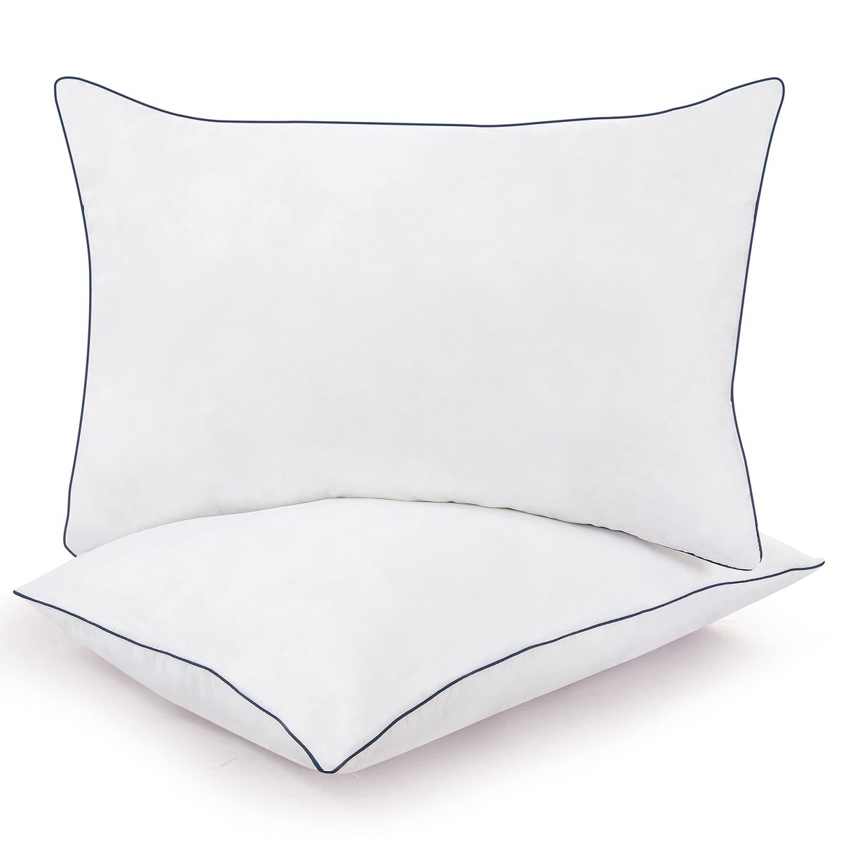 2 Piece White Cotton Zipped Standard Pillow Case with Piping Shop