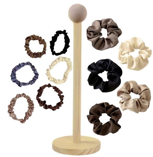Satin Hair Scrunchies + Organizer Stand