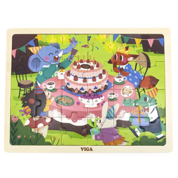 Viga Wooden Jigsaw Puzzle - Birthday Party - 24-Piece