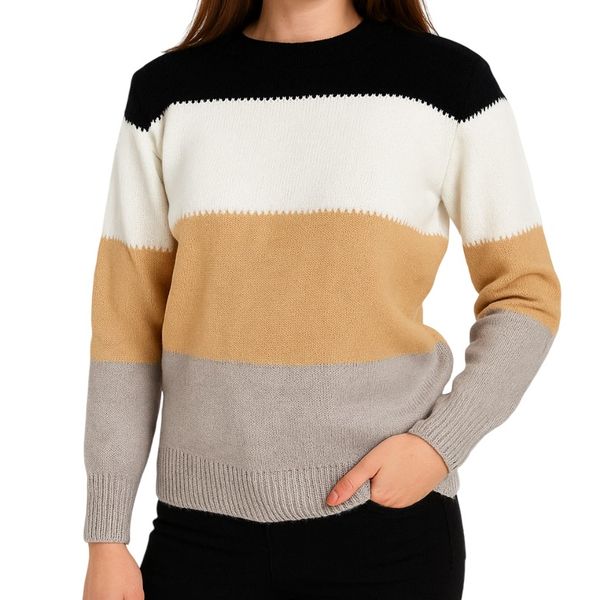 Missy Missi Ladies Sweater Knitted Four Tone