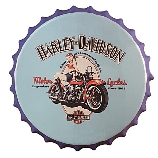 Retro Harley Davidson Motorcycle Vintage Style Metal Bottle Cap Bar Sign