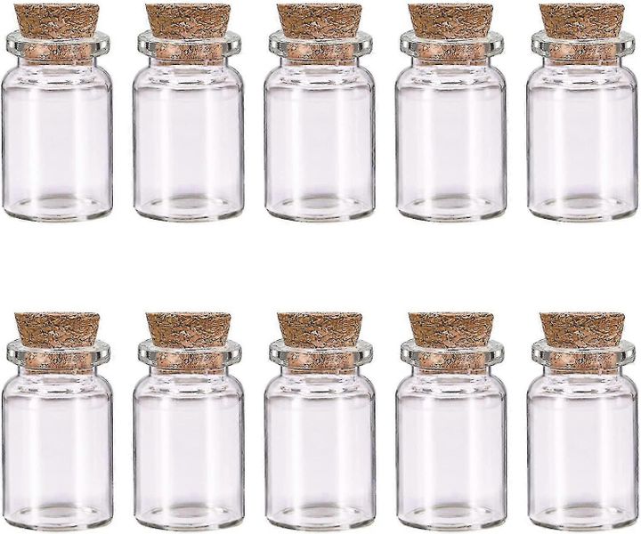 10 Pieces Small Glass Bottles With Cork Lids - 18ml