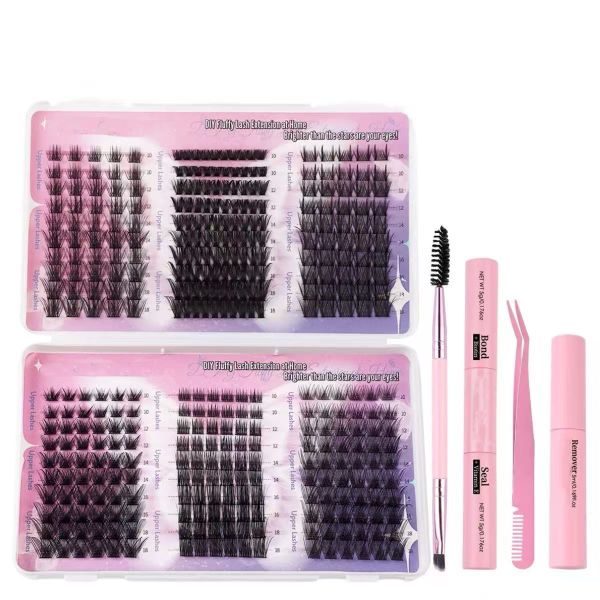 380 Pieces Eyelash Extensions 10-18mm Mixed DIY Eyelash Cluster Kit