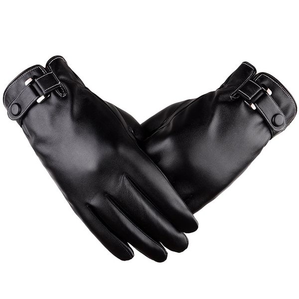 Men's Winter Cashmere Lined Touchscreen Leather Gloves