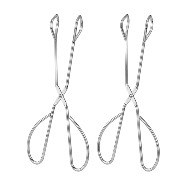 2 Pack - Small Stainless Steel Crucible Tongs - Silver