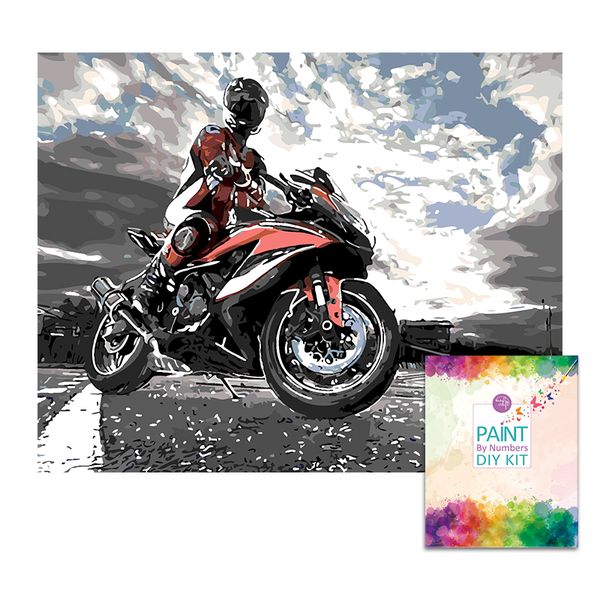 Easy Craft Paint by Number DIY Kit, 50x40cm- Motorcycle