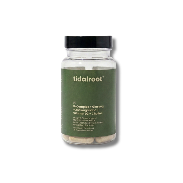 B-Complex + Ginseng + Ashwagandha + Vitamin D3 + Choline - 30 Veg Capsules