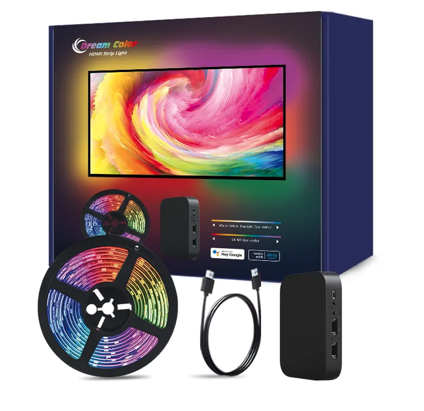 LED TV Backlight with HDMI 4K Sync Box - 3.8m LED Strip Tv and Music Sync