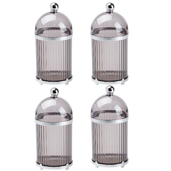4 Pack Decorative Plastic Storage Jars with Dome Lids - Gold
