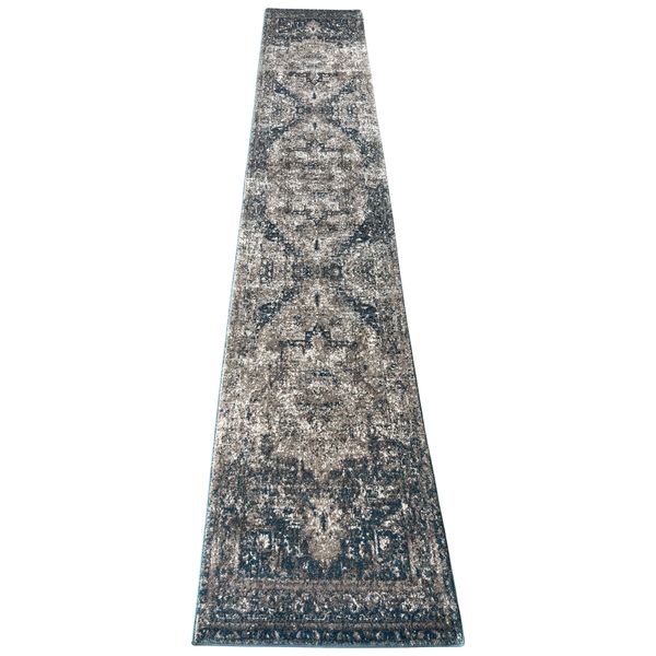 Beautiful Grey / Blue Modern Rug Runner - 500 x 80 cm