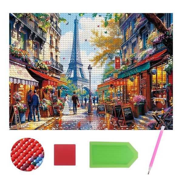 Charming Paris Diamond Painting Kit for Adults 5D DIY Round Dimond Gem Art