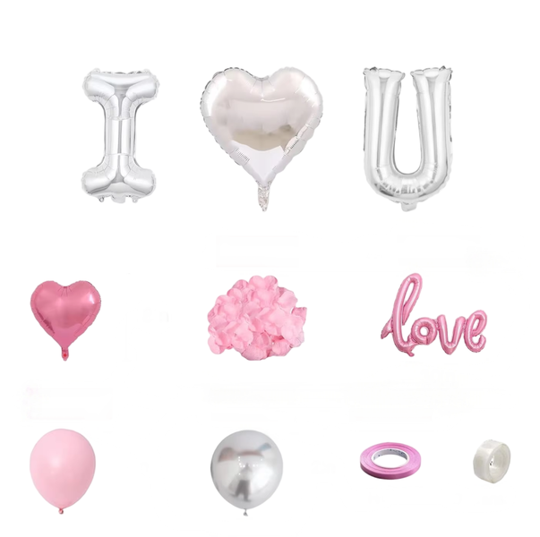 IPSTYLE 32in I Love You Foil Heart Balloons set,1000pcs Rose Petals