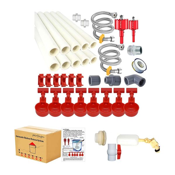 Complete Set Automatic Chicken Waterer Cups, Chicken Druck Watering System