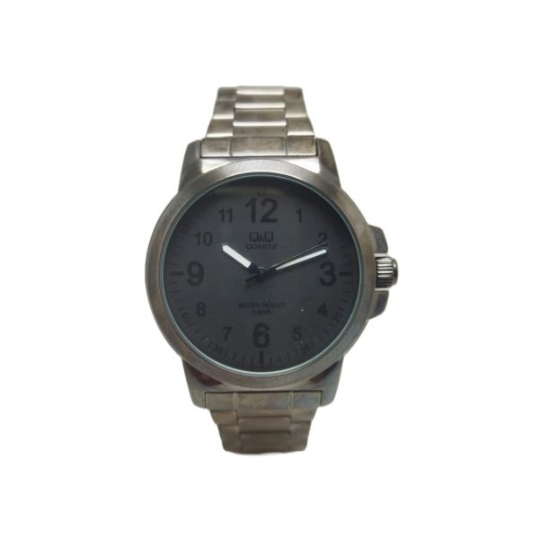Q&amp;Q Men's Gun Metal Black Steel Watch