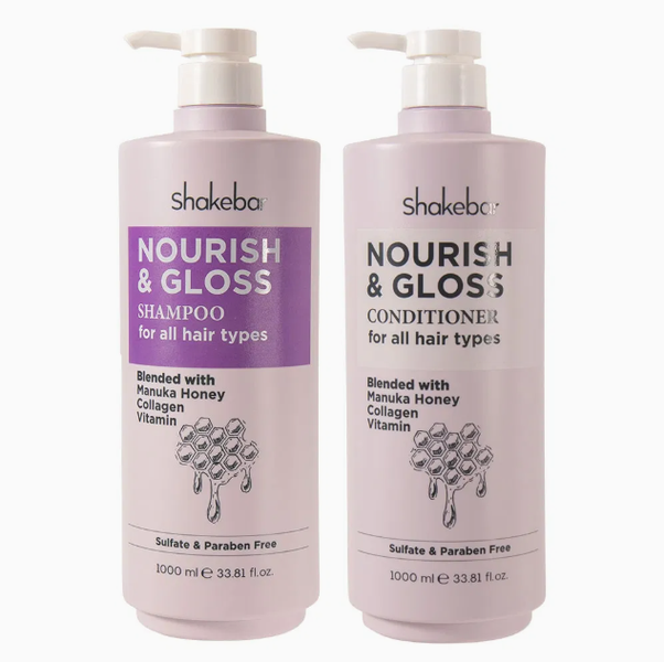 Shakebar Nourish &amp; Gloss Shampoo and Conditioner 1L - All Hair Types