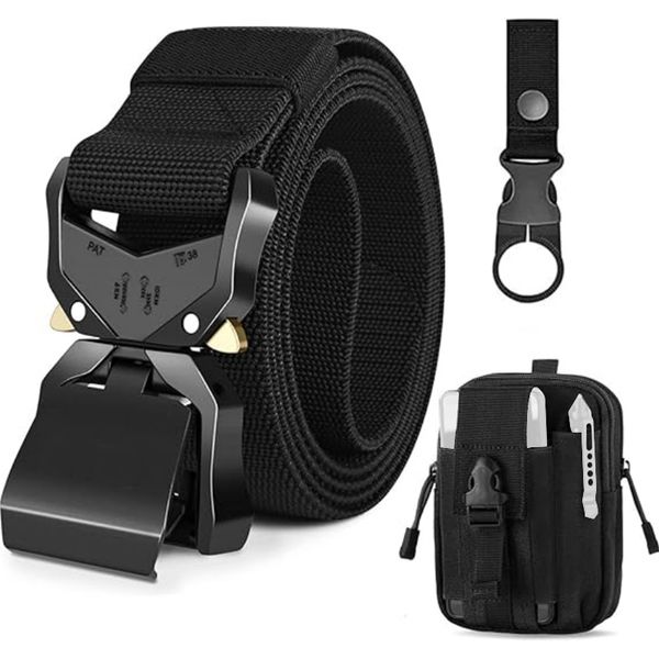 Tactical Belt for Men and Women with Quick-Release Buckle - Molle Pouch and Clip
