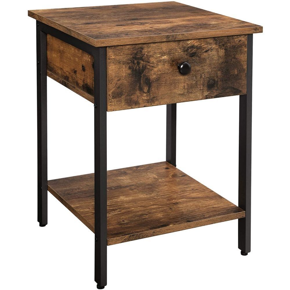 New Elements Rustic Bedside Table - Brown