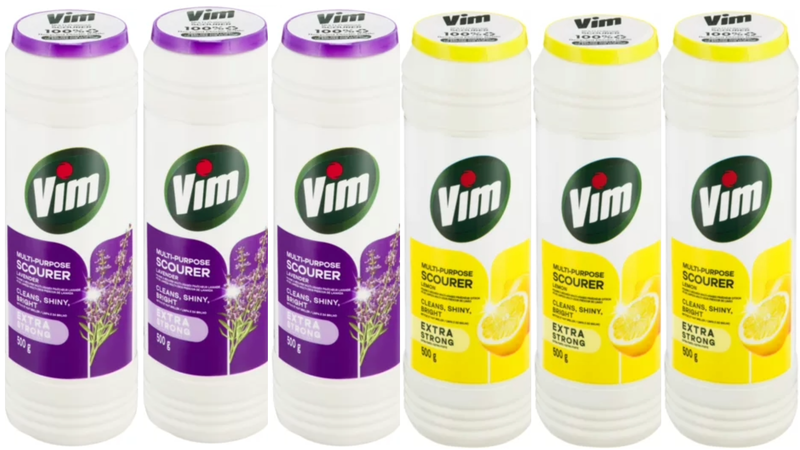 3x500g Lavender Vim &amp; 3x500g Lemon Vim Multi-Purpose Scourer Combo