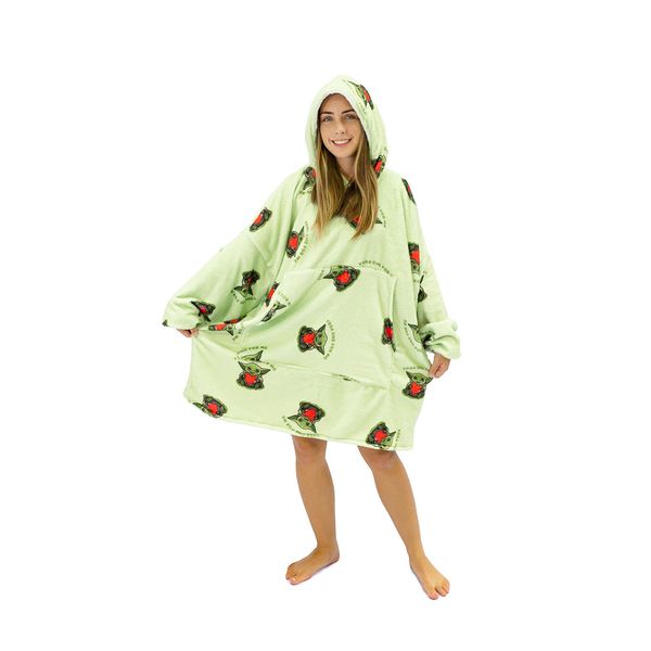 Oversized Fleece Blanket Hoodie - Yoda