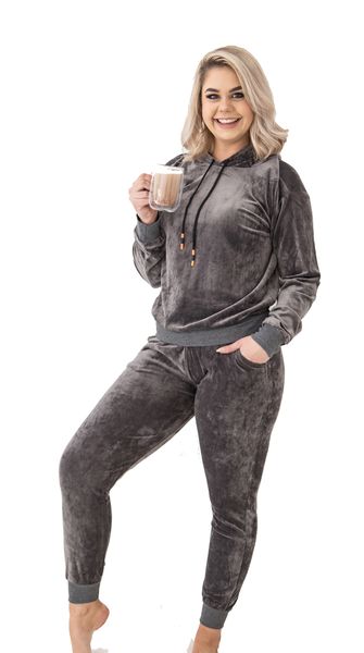 Daphni Grey Velvet Tracksuit