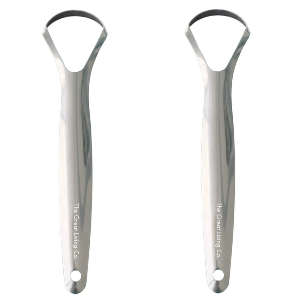 Set of 2 Ayurveda Surgical Grade Stainless Steel Tongue Cleaner Spoon Shape