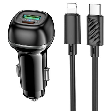 48W Fast Car Charger USB-C + USB-A & USB-C To Lightning Cable For iPhone SA Image