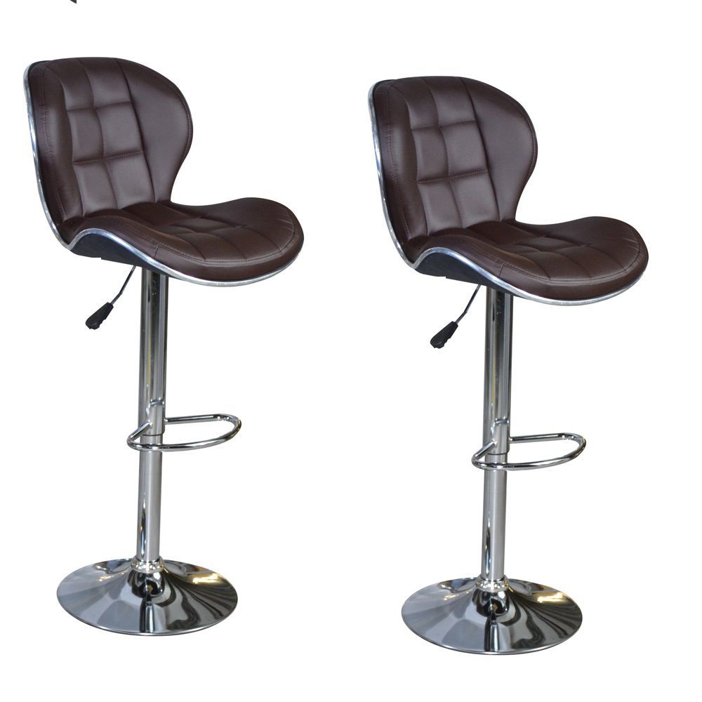 Bar Stools / Kitchen Counter Chairs Set of 2 Brown Colour Shop