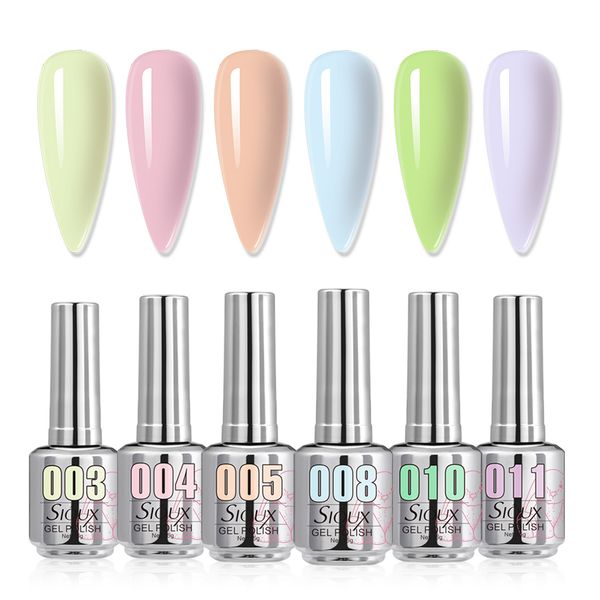 Sioux UV Gel Nail Polish 6 Piece (15ml) - Pastel Macaron Collection