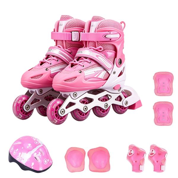 Kids Inline Roller Skates Adjustable Size with Illuminating Wheels Outdoor