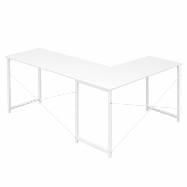 AURIZA Reversible Computer Desk 2-Person L-Shaped Desk Black/White