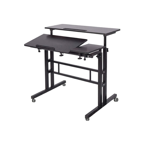 80cm Height Adjustable Rolling Sit Stand Laptop Portable Workstation Desk