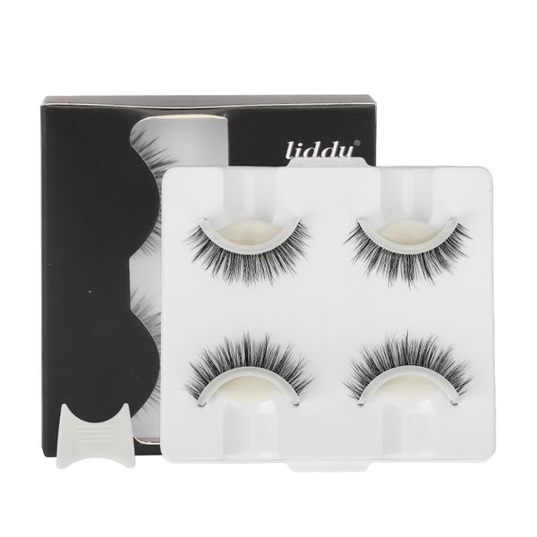 2Pairs Self Adhesive False Eyelashes Glue Free Reusable Comfortable LD-2201