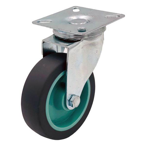 Grey Thermoplastic Rubber Wheel Swivel Plate Castors 100mm