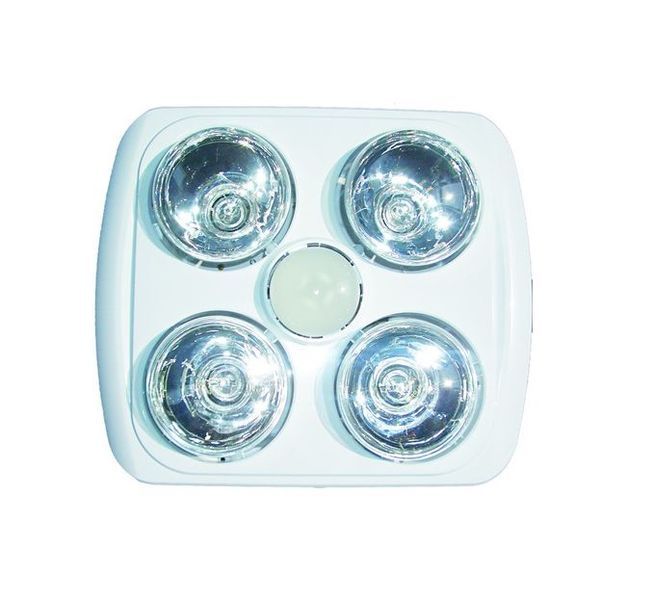 ACDC - Bathroom Heating Lamp &amp; Light - 4 Lamp - Plastic Finish