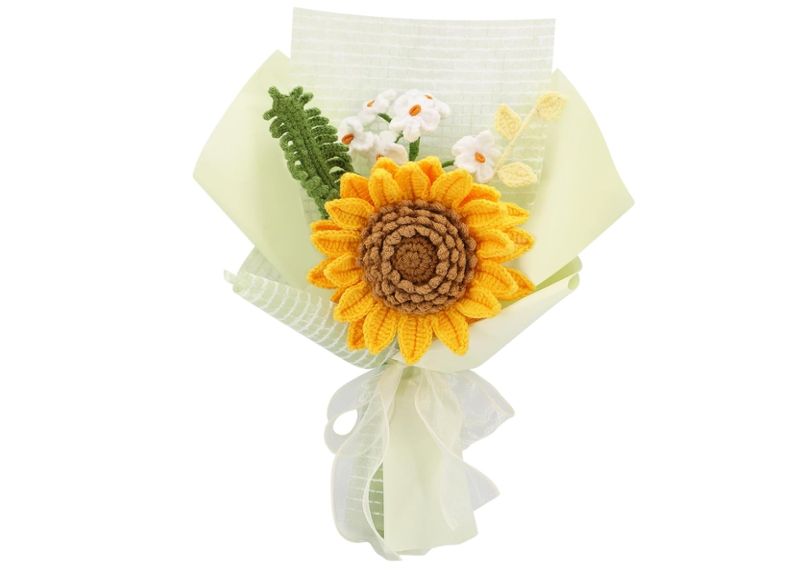 Knitted Flower Arrangement, Handmade Floral Bouquet, Crochet Flowers